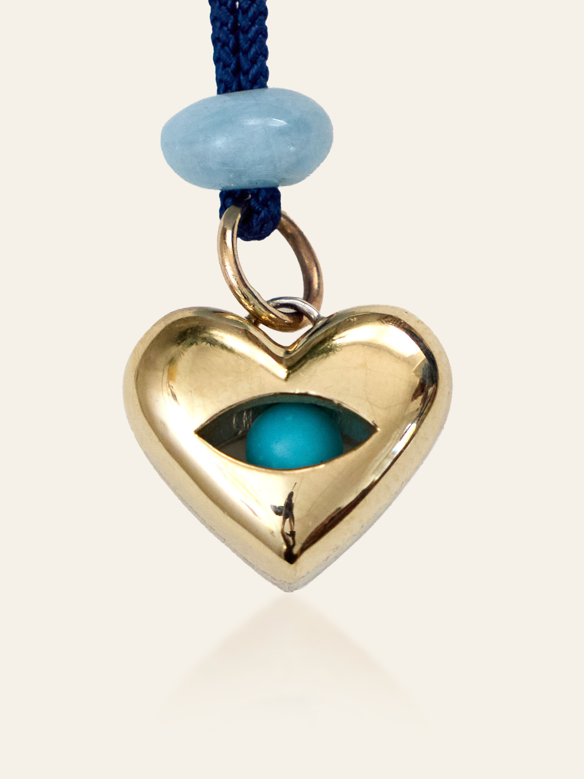 10K Gold & Sterling Silver Moving Eye Heart Pendant