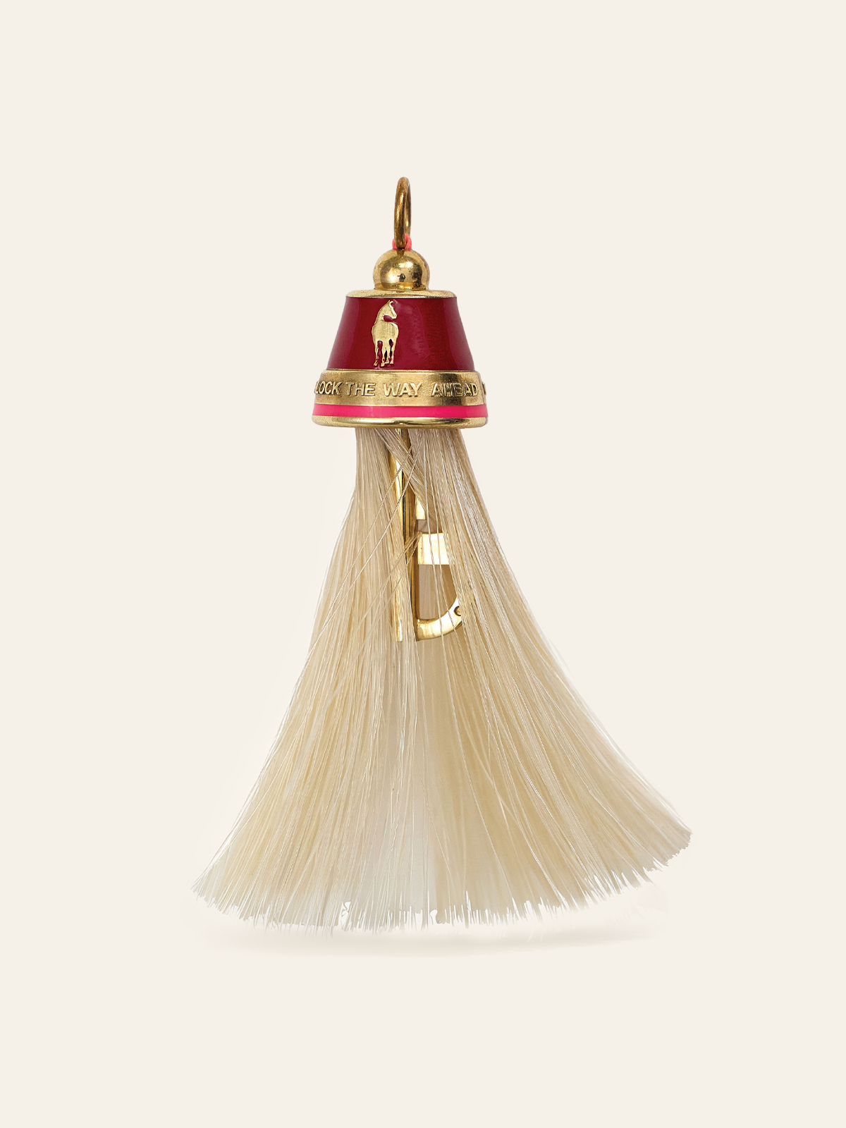 14K Gold Horse Tassel Pendant with Red Enamel with Hidden Key by Elaine Chong Designs