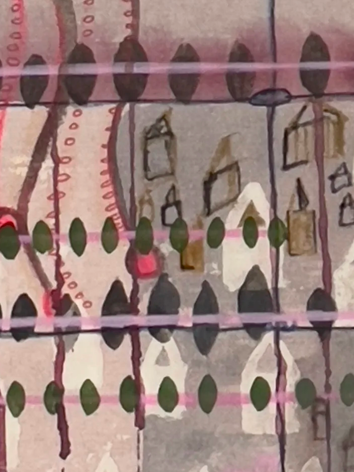 Detail of Inside the Glass Castle, 2023, Acrylic on raw canvas by Elaine Chong