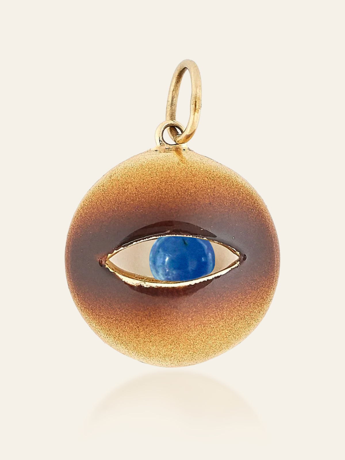 14K Gold Ombre Enamel Eye Pendant with Moving Gemstone