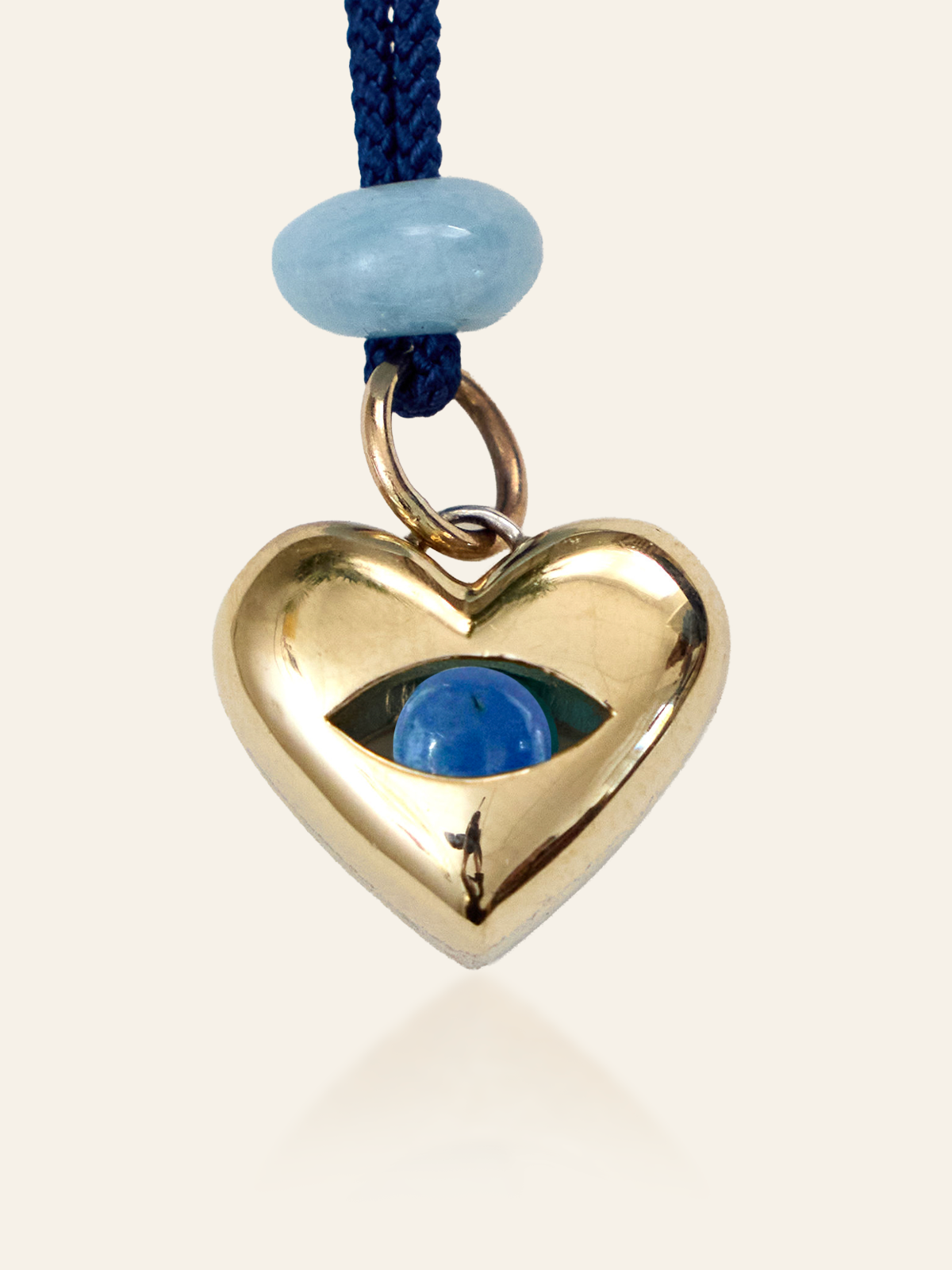 10K Gold & Sterling Silver Moving Eye Heart Pendant, Tanzanite, by Elaine Chong Designs