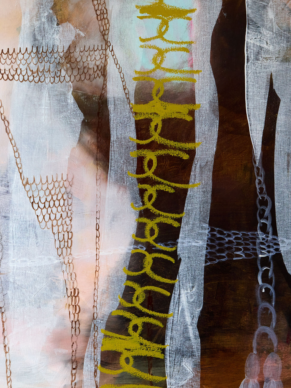 The Light You Shed, 2026, detail, Acrylic and cold wax on canvas by Elaine Chong