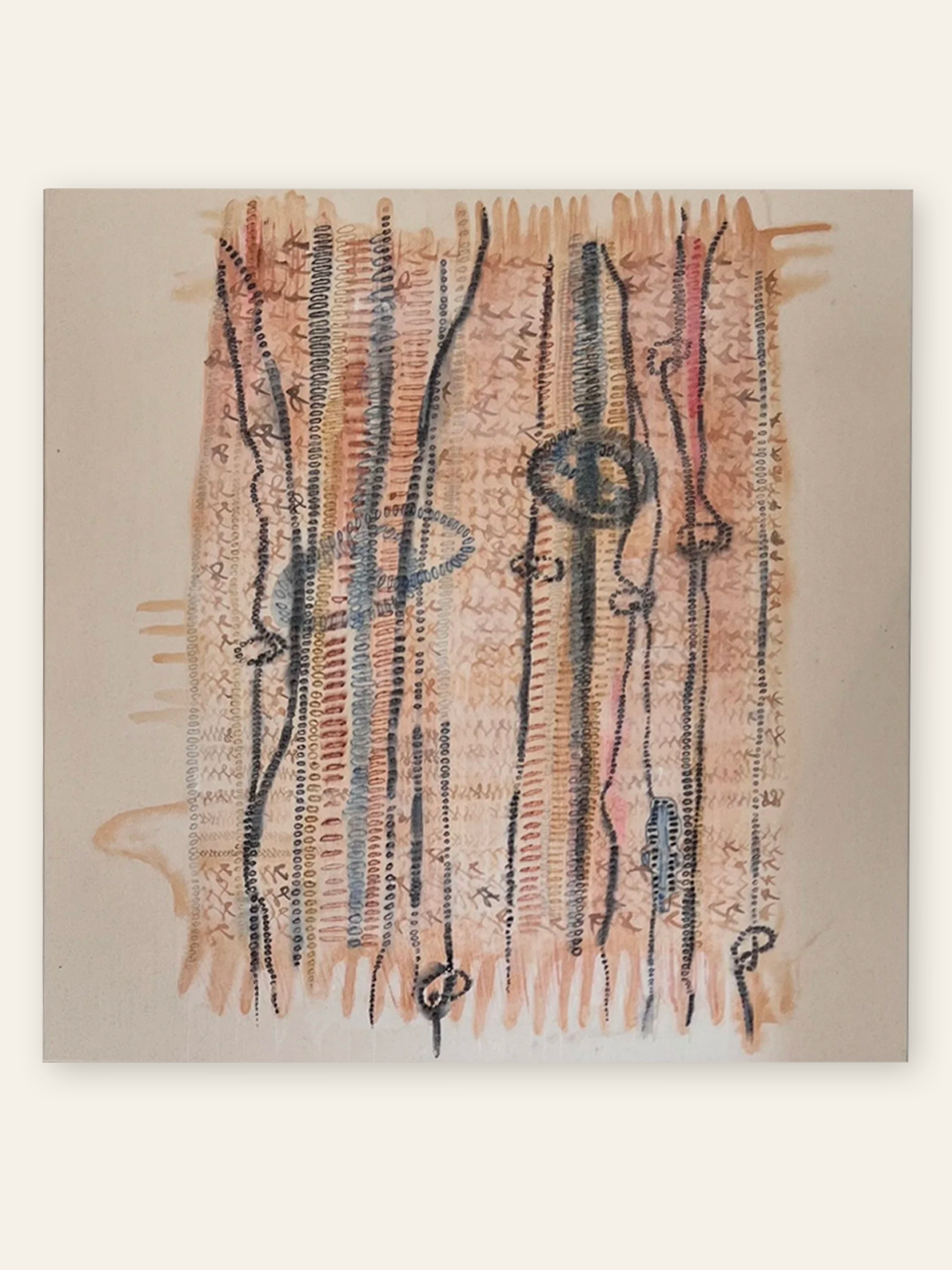 Undone, 2023, Watercolor, Acrylic on raw canvas, by Elaine Chong