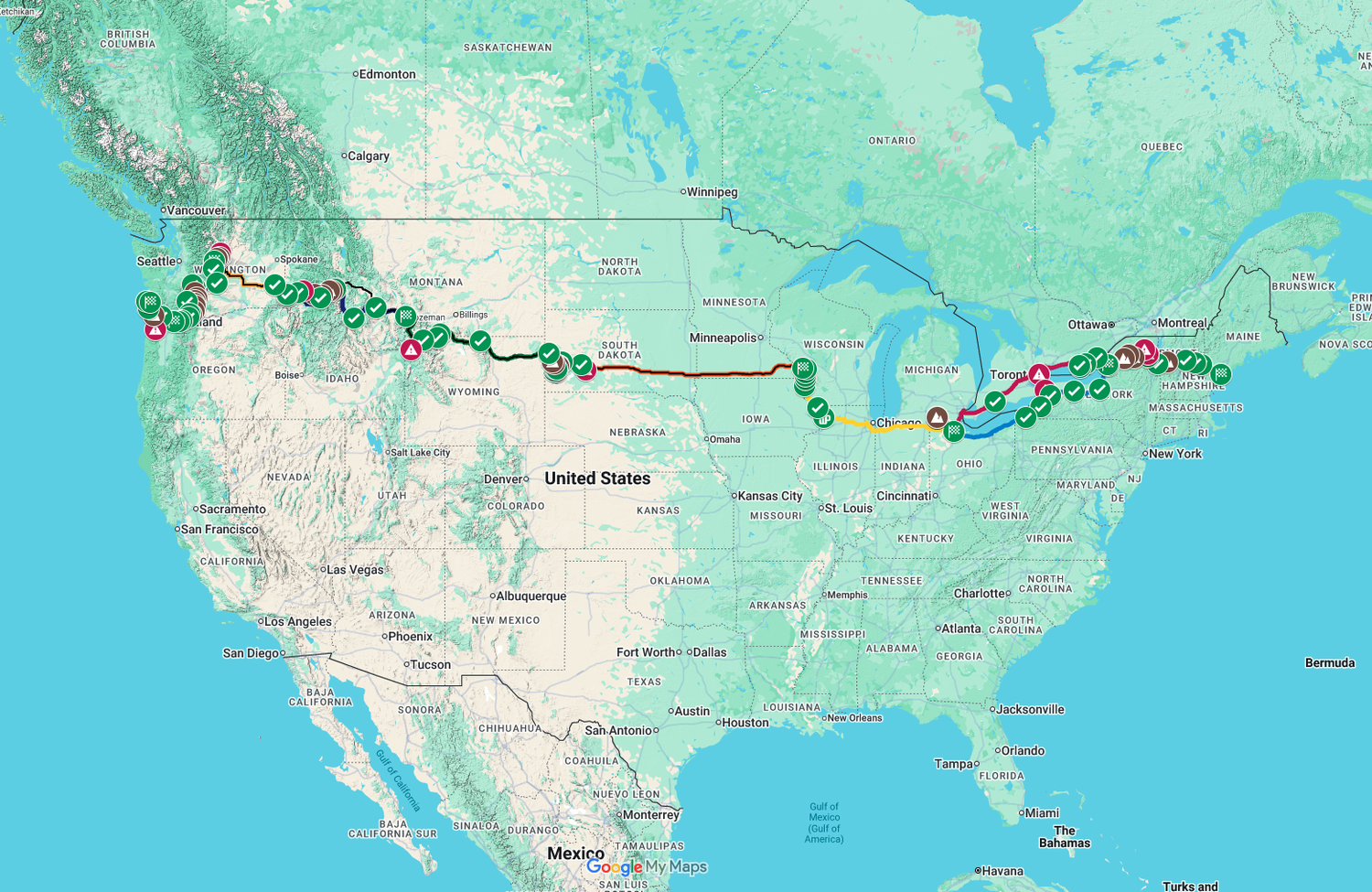 Draft route map for the 2027 USA ADV Cannonball Rally