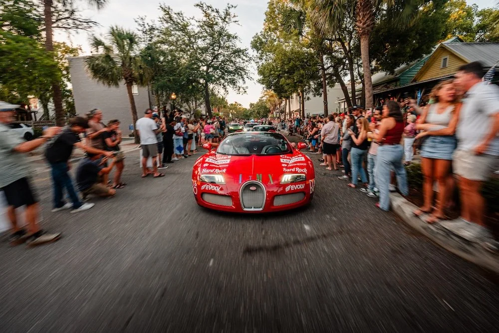 The Bugatti Veyron driven by Ed Bolian and Tommy Davies at the 2026 Gumball 3000
