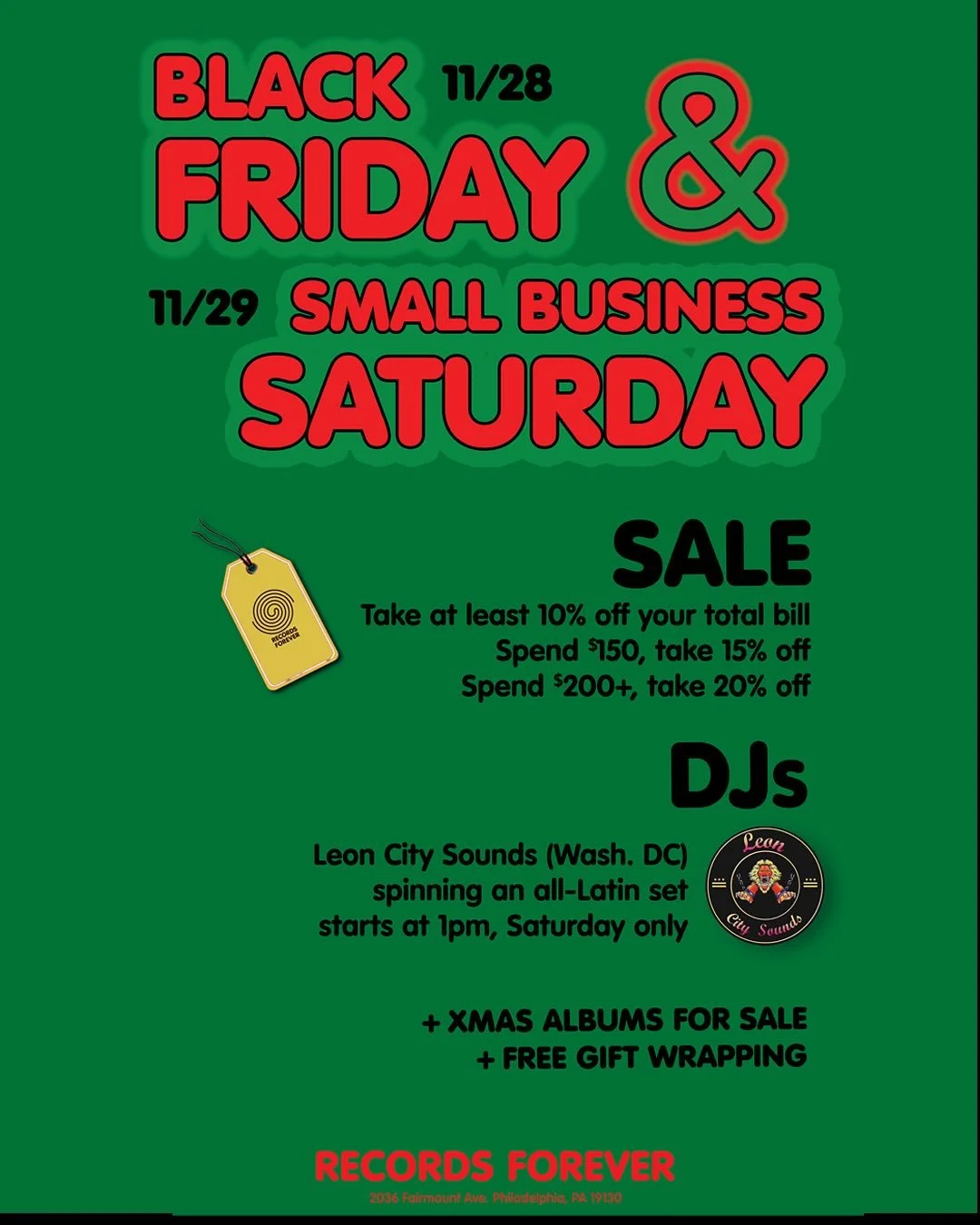 It&rsquo;s that time again. The Big Shop. You know what to do!

This year, we&rsquo;re also excited to welcome @leon_city_sounds up from DC to spin salsa, cumbia, and more in an all-latin set. You don&rsquo;t want to miss this! Saturday, beginning at