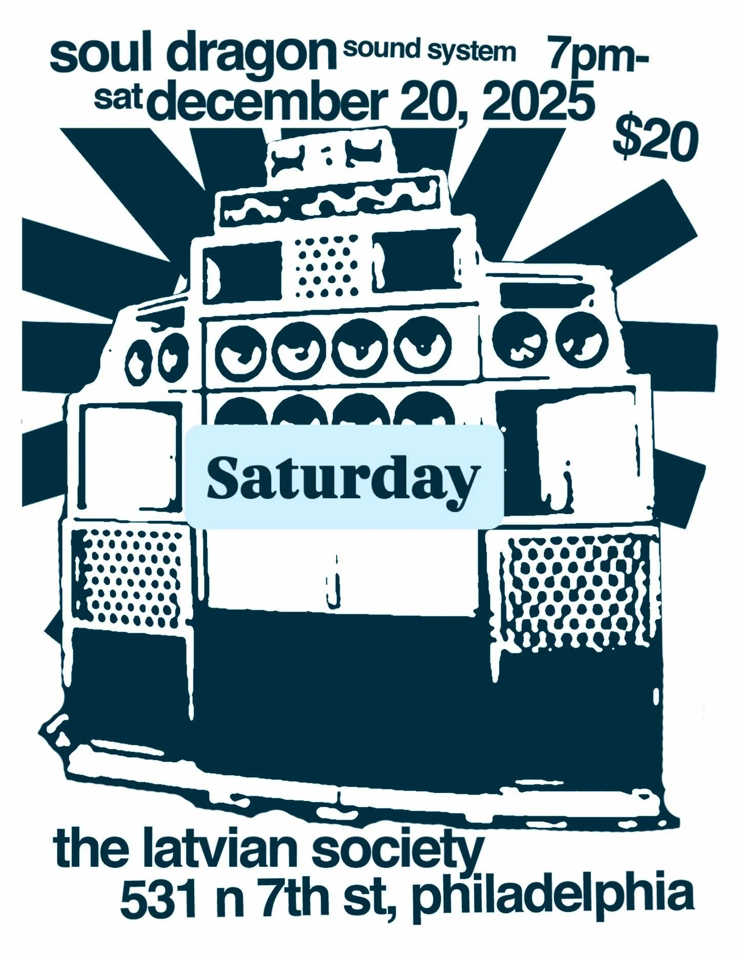 It&rsquo;s time. Come sway, skank, and sweat the stress away to the sweet sounds of the mighty Soul Dragon Sound System! We all could use this. Newbies encouraged, everyone is welcome. 🐲&hearts;️💛💚

(Yes, there&rsquo;s a bar.)

And then Sunday, we