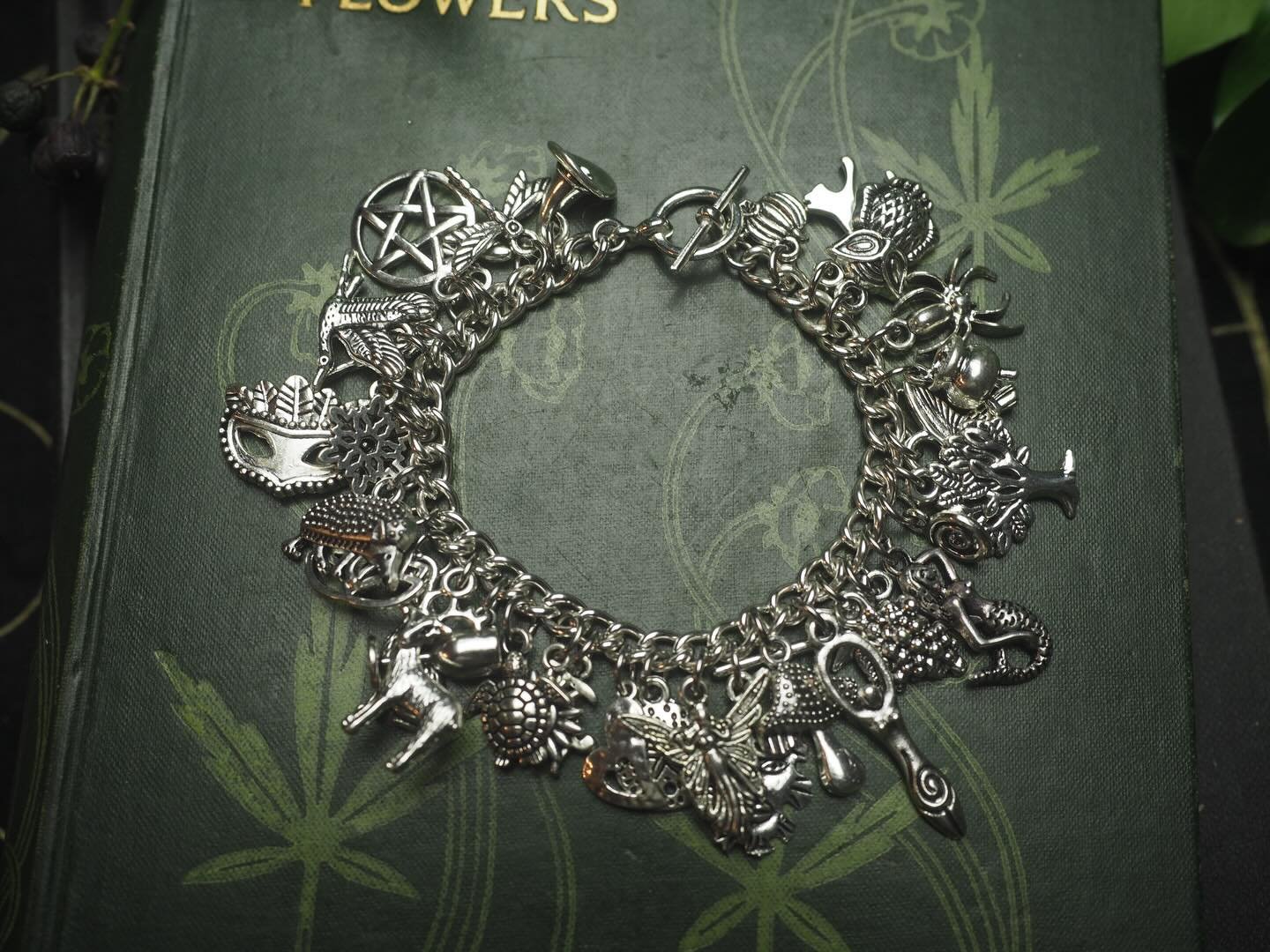 Raven&rsquo;s Yule gift guide day 2&hellip;.. pagan bling&hellip;&hellip; charm bracelets are my second most popular item ever&hellip;. I&rsquo;ve also been making these for years - 28 maybe? They&rsquo;re made in silver plated bracelet chain that&rs