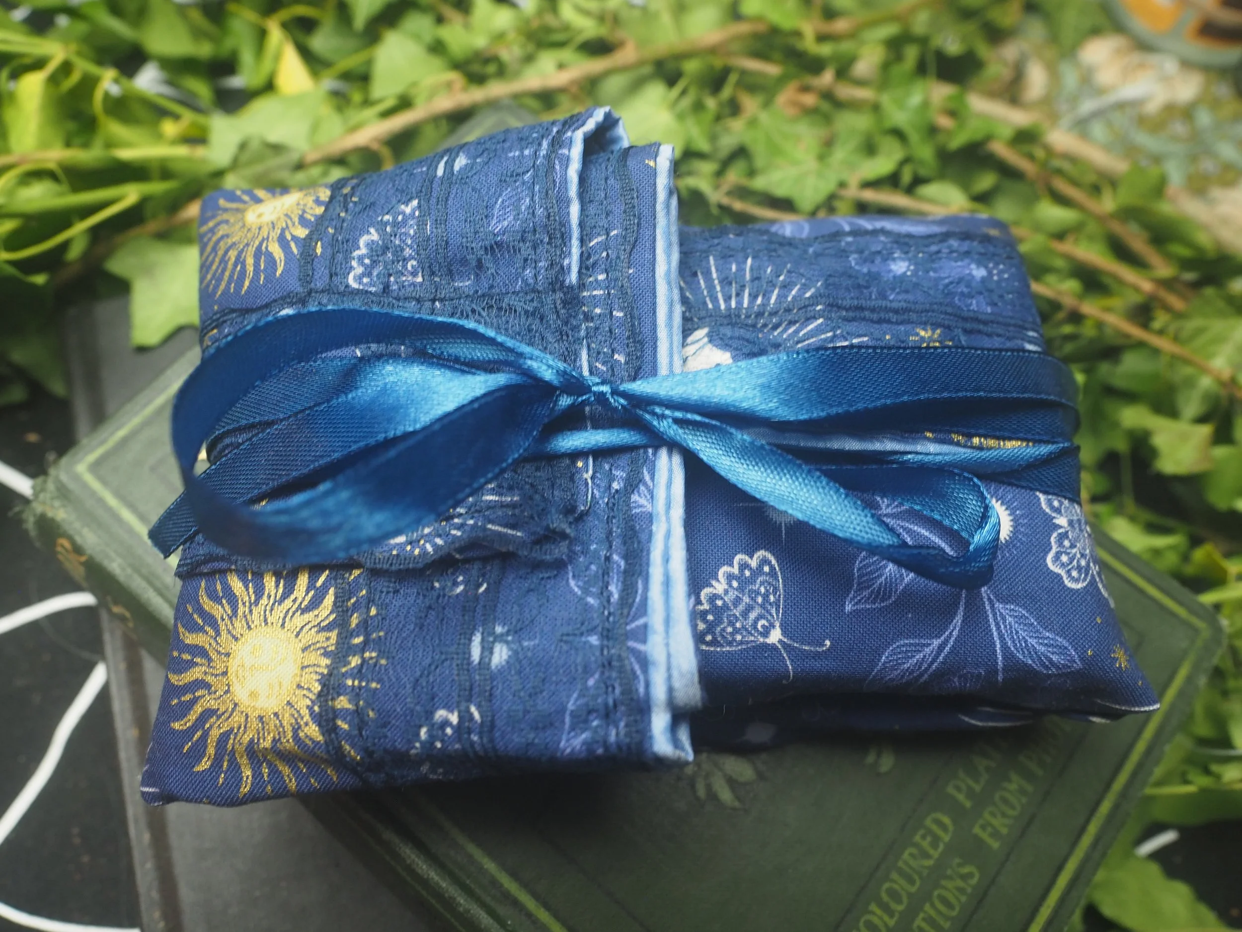 Lunar and Solar Moth Silk Lined Tarot Card Wrap and Reading Cloth