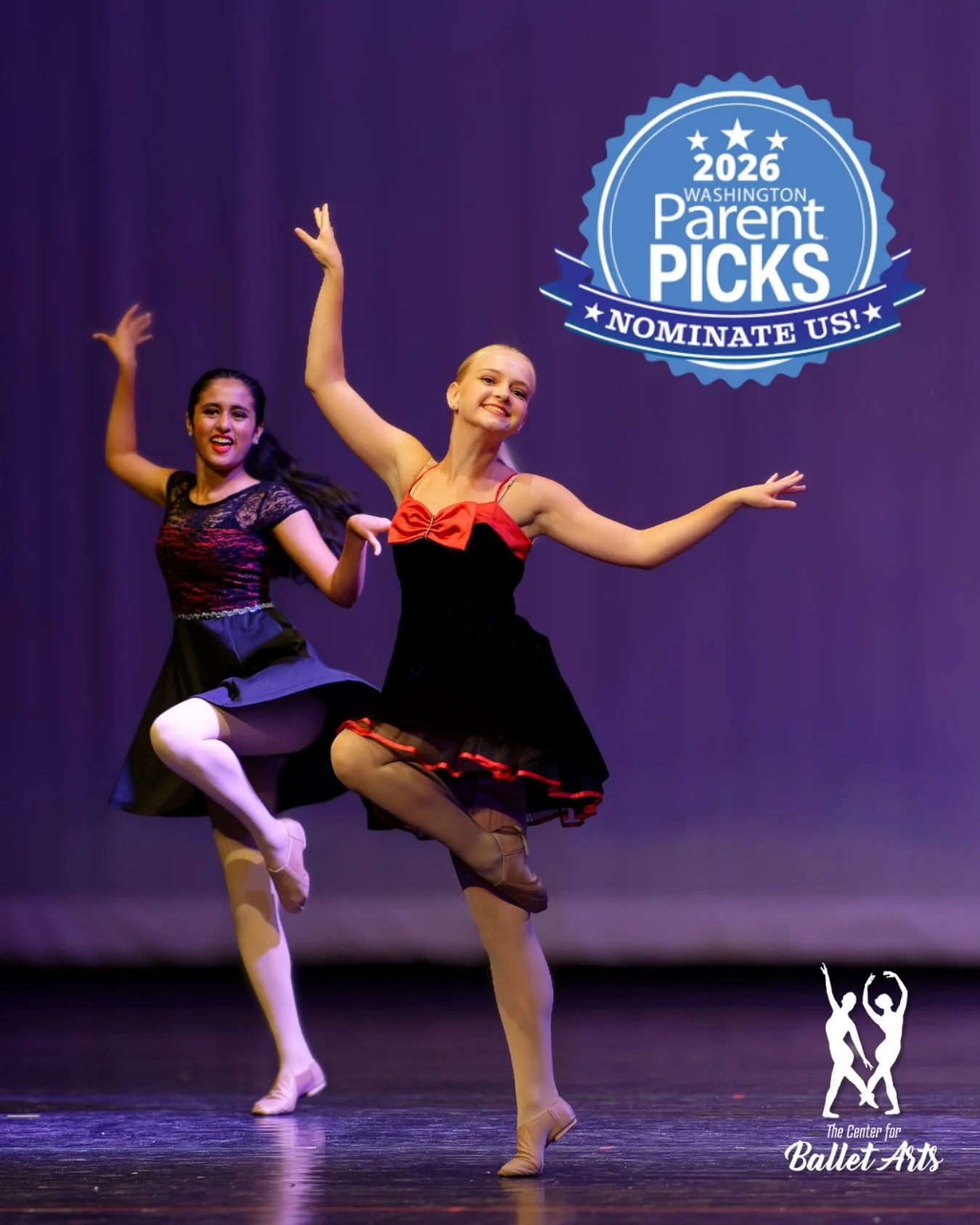 Nominations for Washington Parent Picks 2026 are open now through May 31, and we'd love your support! Visit picks.washingtonparent.com to nominate The Center for Ballet Arts in the Dance category. 

Thank you for supporting our studio and being part 