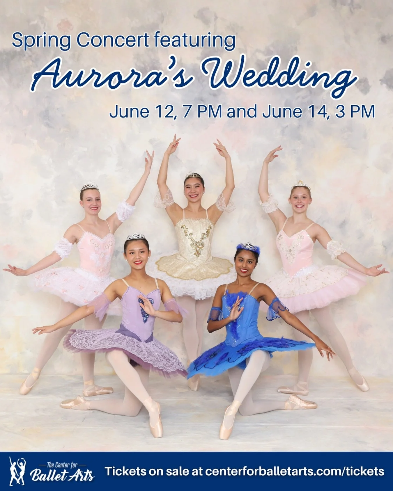 Tickets are on sale for CBA&rsquo;s Spring Concert featuring Aurora&rsquo;s Wedding on June 12 and June 14. Visit centerforballetarts.com/tickets to reserve your seat!