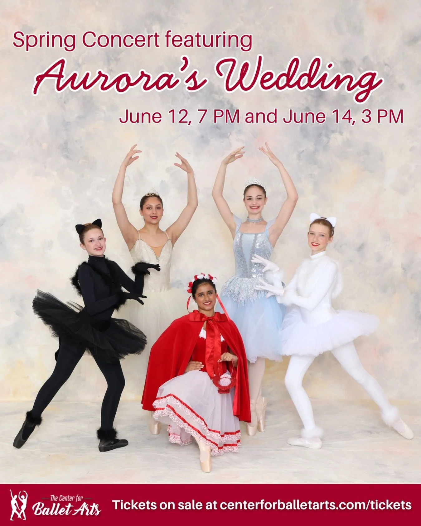 It&rsquo;s a party, and all your favorite characters are invited! Our Spring Concert featuring Aurora&rsquo;s Wedding is just 2 weeks away on Friday, June 12 and Sunday, June 14. Visit centerforballetarts.com/tickets to reserve your seat.