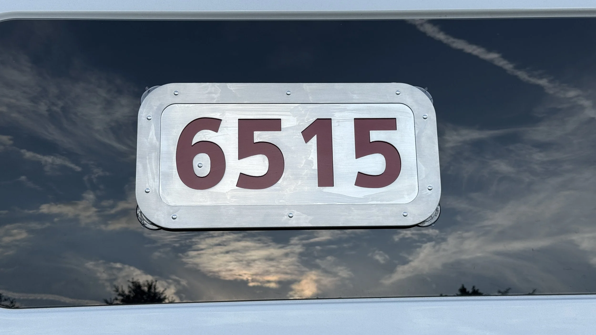 Red number plate for Airstream trailer
