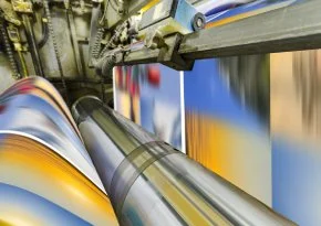 Offset printing press in production