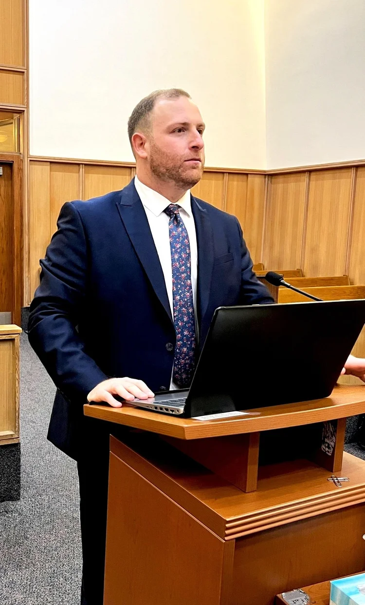 Yale Sanford in a courtroom