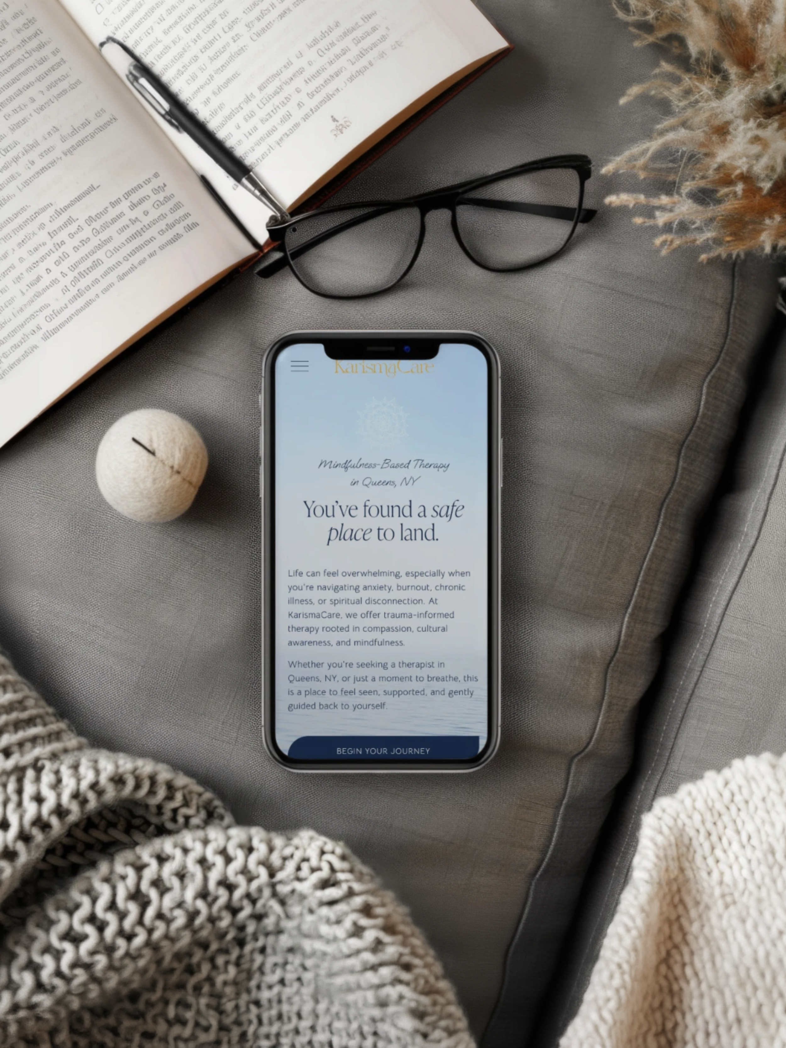 website for therapist on mobile phone