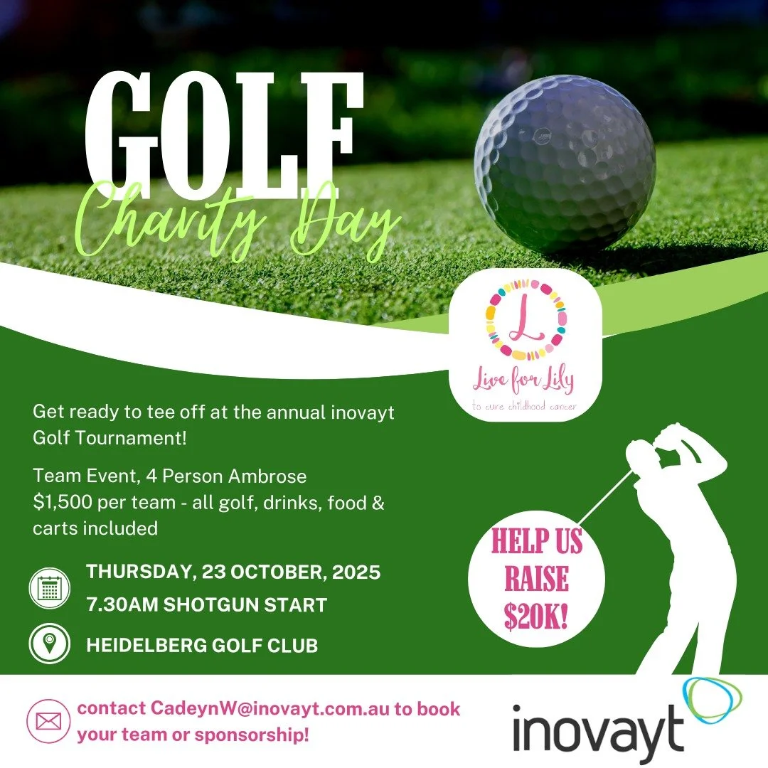 Did somebody say golf!? Thanks to the team at @inovayt.your.finance for teeing up the annual Charity Golf Day for Live for Lily! Over the last 3 years this event has raised an amazing $50k for research at @childrenscancerinstitute and @murdoch_childr