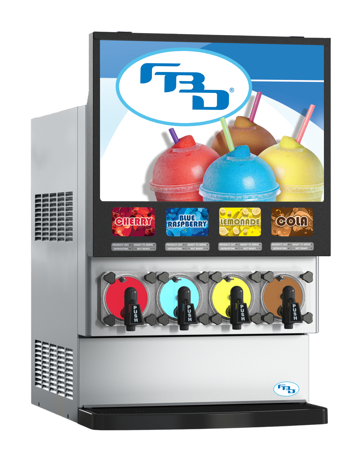 Brand New FBD 774 Four Flavor Carbonated Slushy Machine - 220V Countertop