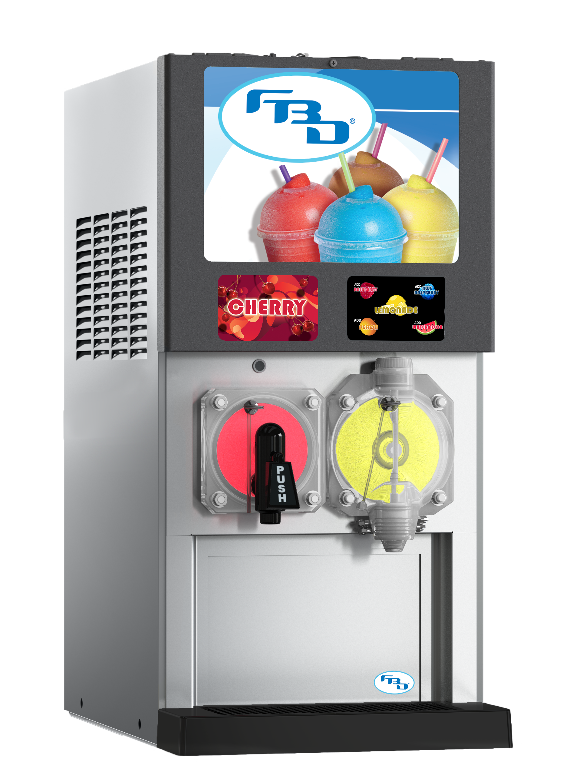 Brand New FBD 372 Multi-Flavor Double Barrel Carbonated Slushy Machine - 220V Countertop