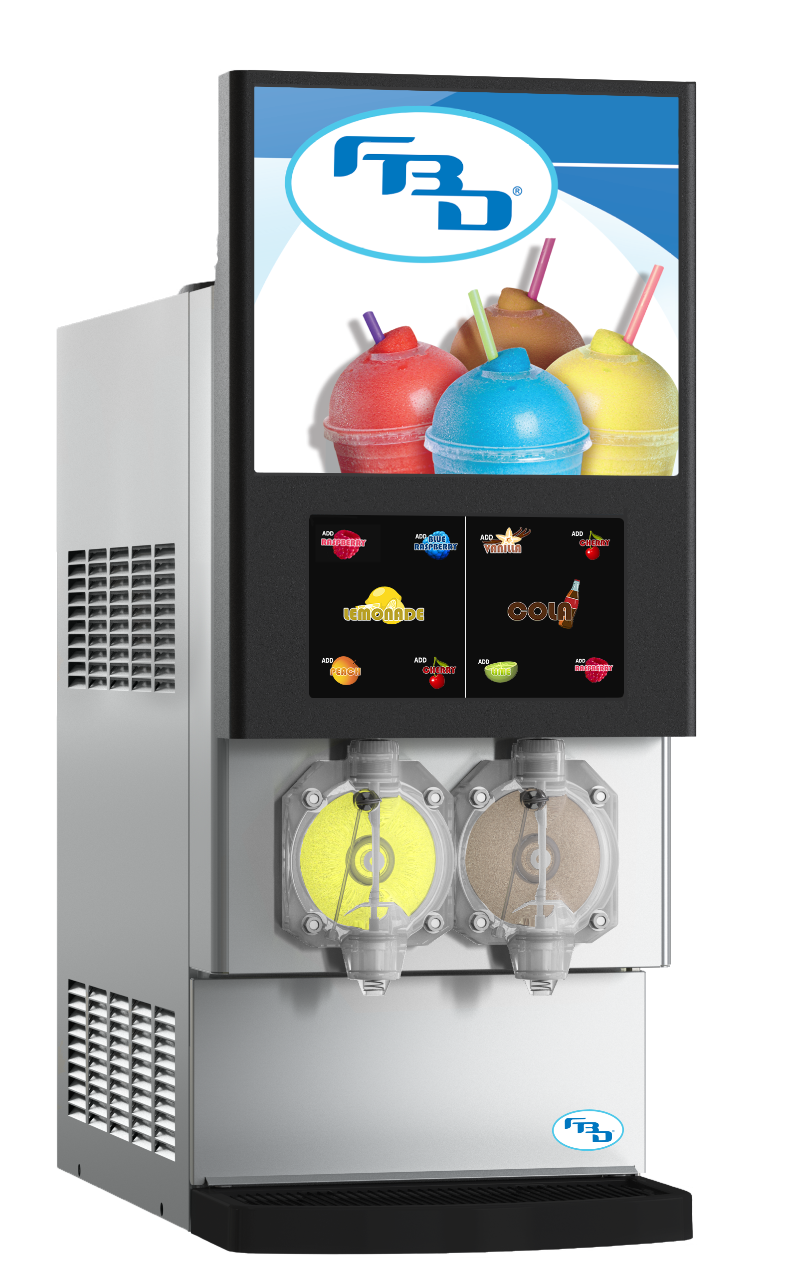 Brand New FBD 772 Double Barrel Multi-Flavor Carbonated Slushy Machine - 220V Countertop