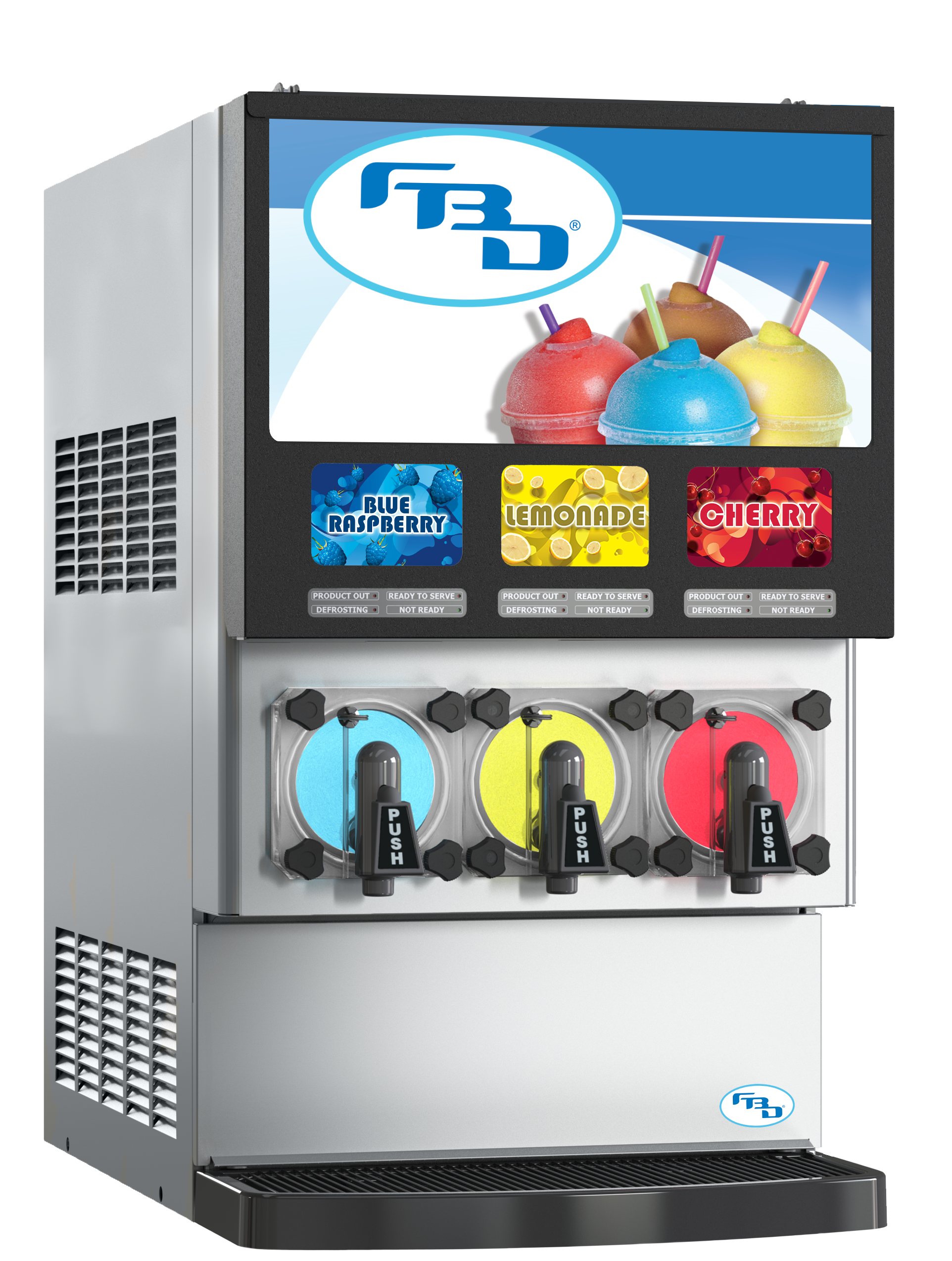Brand New FBD 773 Triple Flavor Carbonated Slushy Machine - 220V Countertop, Model 773‐611‐0009