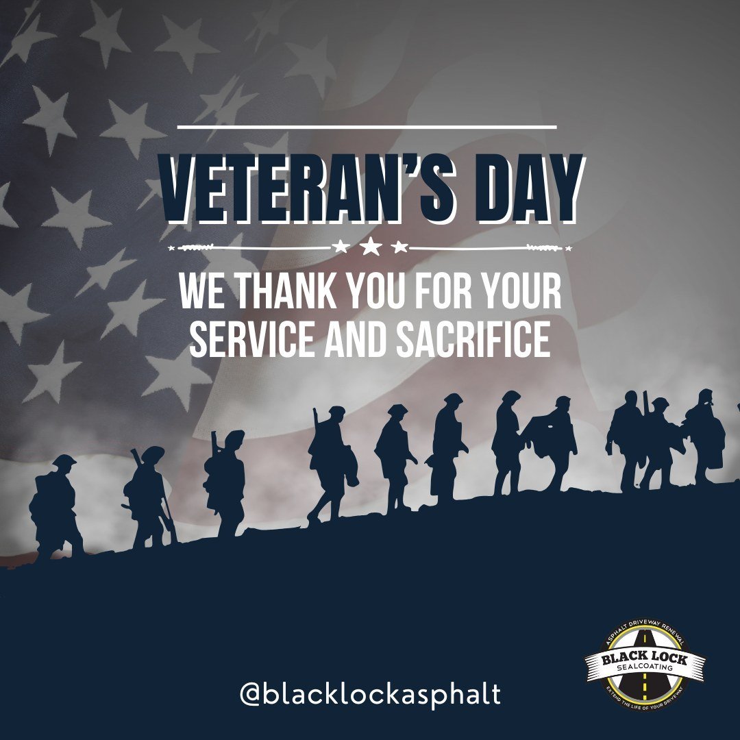 Happy Veteran's Day to all military veterans, service members and their families. We thank you for your service and sacrifice.
ㅤ
🇺🇸Ask about our military discount.
ㅤ
Black Lock Sealcoating
www.sealcoatingknox.com
(865) 296-3469
ㅤ
#sealcoating #seal