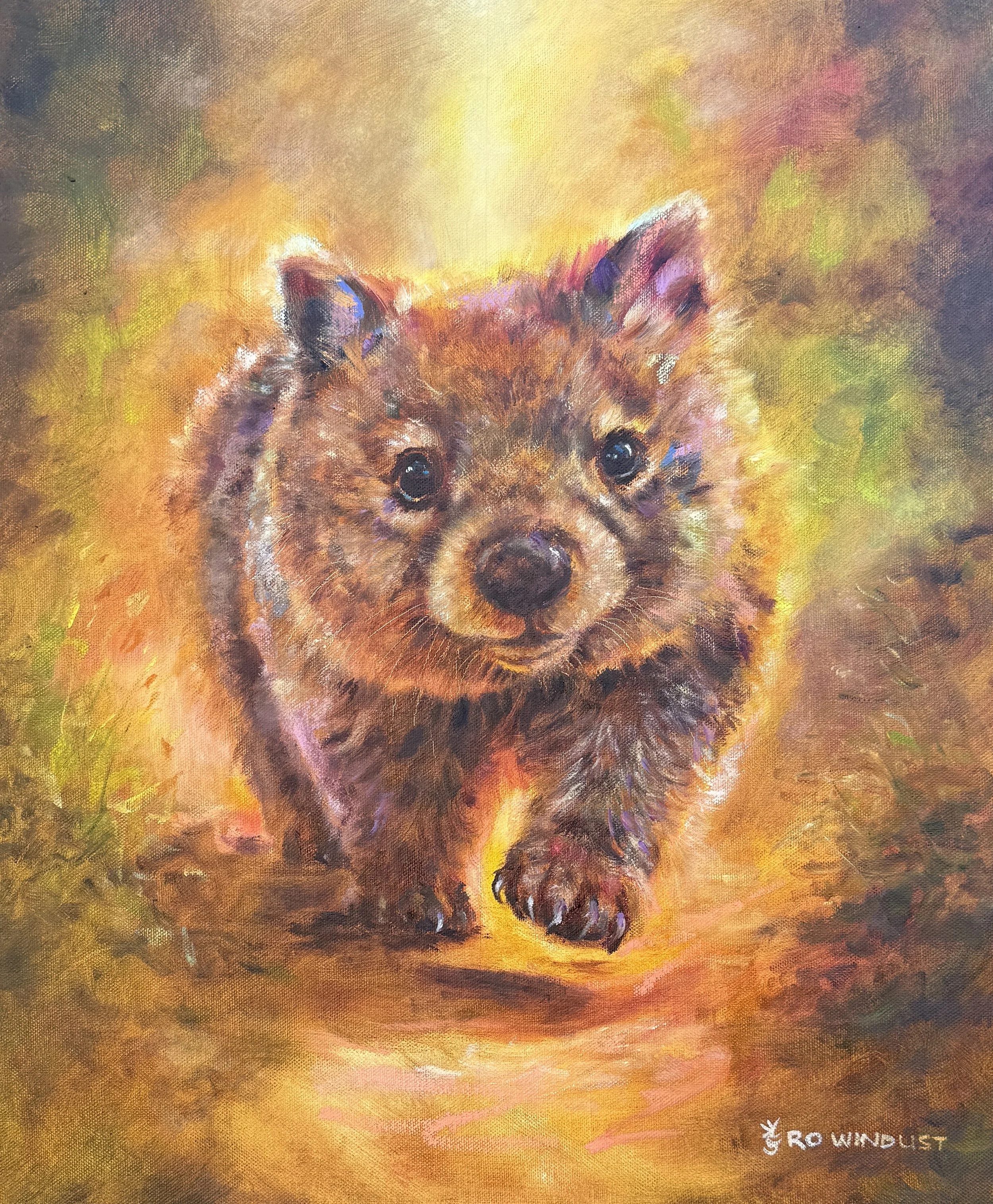 Painting of a wombat lose and impressionistic