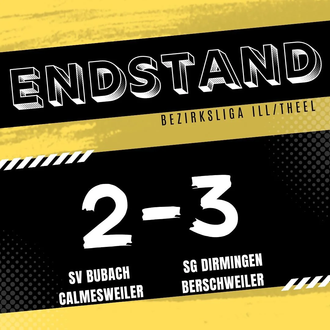 Derbyniederlage

Am Tag der Deutschen Einheit stand f&uuml;r unsere erste Mannschaft das Gemeindederby gegen die SG Dirmingen Berschweiler auf dem Programm. Man kam in der ersten H&auml;lfte gut in die Partie und spielte schn&ouml;rkellos nach vorne 