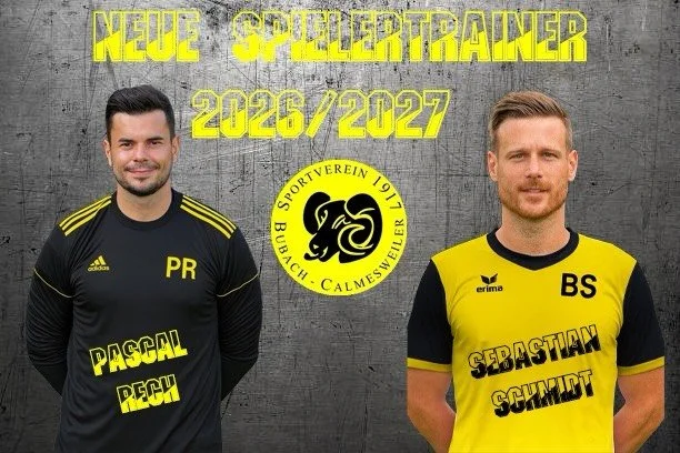 Neues Trainerduo zur Saison 2026/2027

Zur kommenden Saison &uuml;bernehmen Pascal Rech und Sebastian Schmidt das Traineramt. Sie wechseln vom Ligakonkurrenten SV Humes ans Stadion am Schloss.
Mit Pascal hat man einen erfahrenen Torh&uuml;ter gewinne