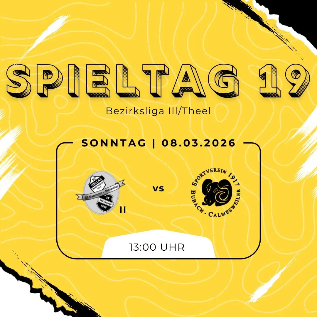 19. Spieltag

1. Mannschaft
📅 08.03.2026
⏰ 13:00 Uhr
📍 Marpingen
🆚 @sg_marpingen_urexweiler 

2. Mannschaft
📅 08.03.2026
⏰ 13:15 Uhr
📍 Wemmetsweiler 
🆚 @scwemmatia_1930 

#ausw&auml;rtsspiele #amateurfussball #soccer #team #mission3punkte