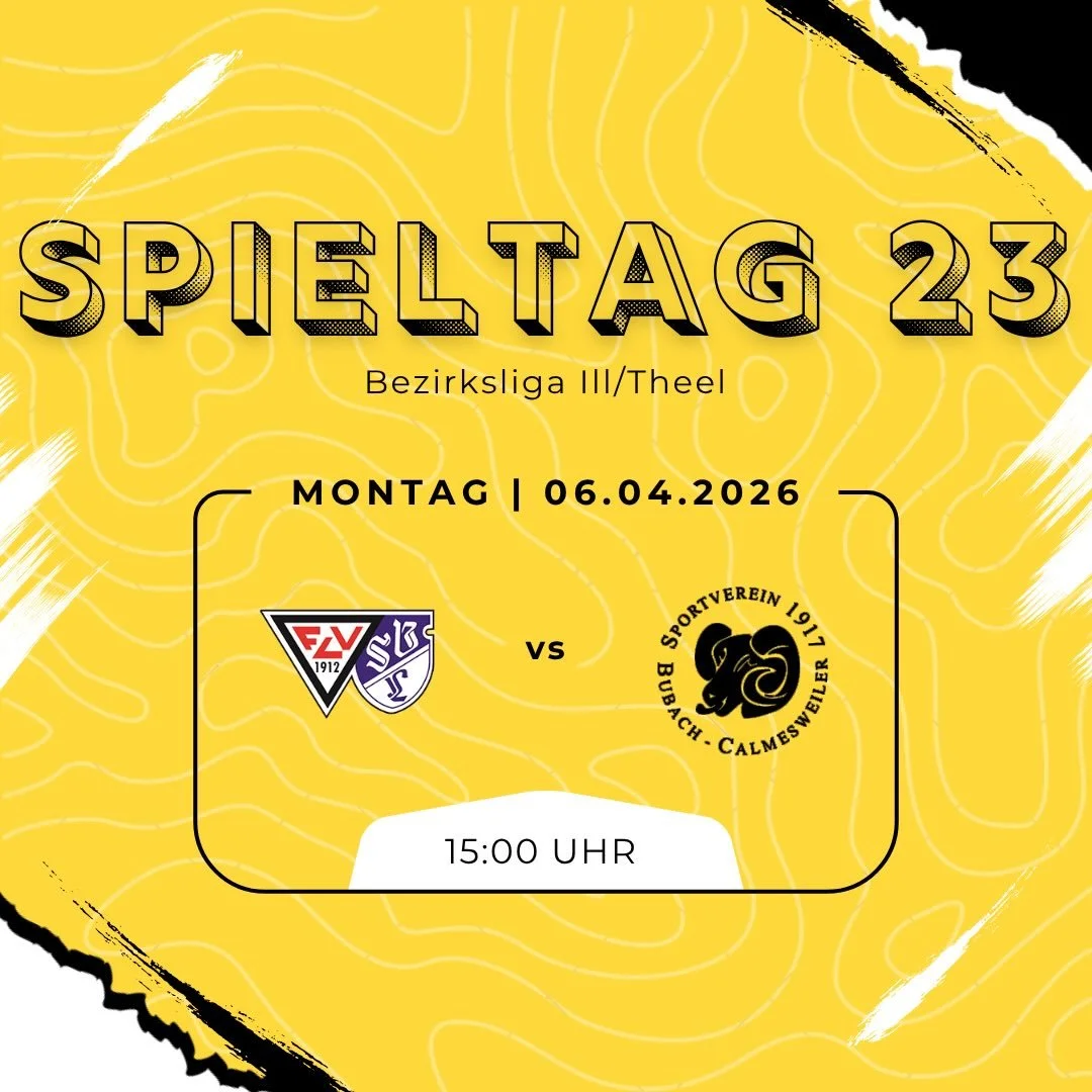 Spieltag 2️⃣3️⃣

1. Mannschaft
📅 06.04.2026
⏰ 15:00 Uhr 
📍 Landsweiler Lebach

2. Mannschaft 
Spielfrei

#derby #ausw&auml;rtsspiel #ostermontag