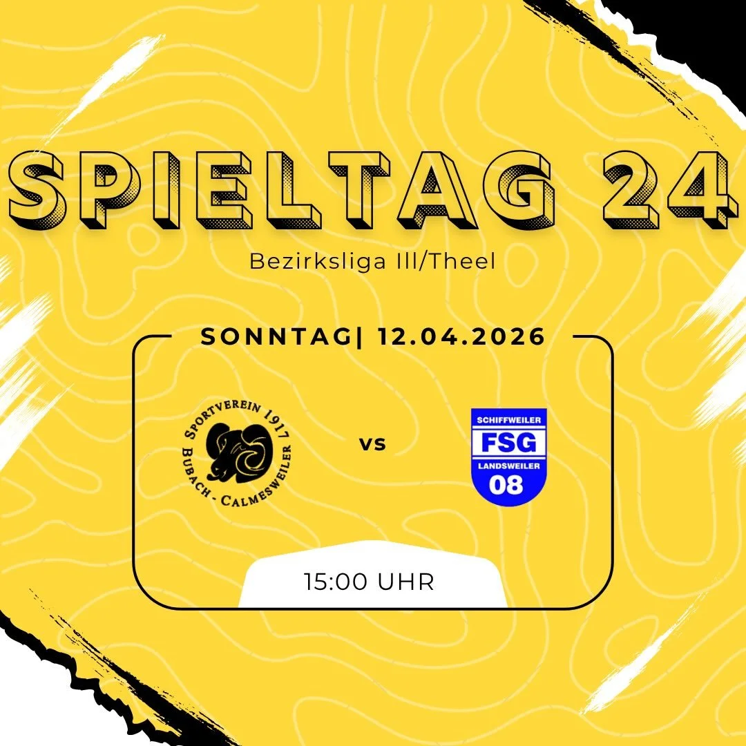 2️⃣4️⃣ Spieltag

1. Mannschaft
📅 12.04.2026
⏰ 15:00 Uhr
📍 Stadion am Schloss
🆚 @fsg08_schiffweilerlandsweiler 2

2. Mannschaft
Spielfrei

#heimspiel #bezirksliga #fussball