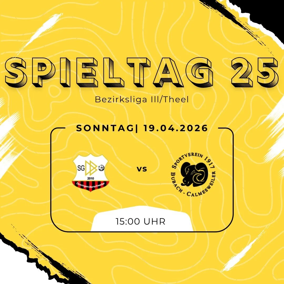 25. Spieltag

1. Mannschaft 
📅 19.04.2026
⏰ 15:00 Uhr
📍 Dirmingen
🆚 @sg_dirmingen_berschweiler 

2. Mannschaft 
📅 19.04.2026
⏰ 13:15 Uhr
📍 Humes 
🆚 @sv_humes 2

#ausw&auml;rtsspiel #amateurfussball #derby