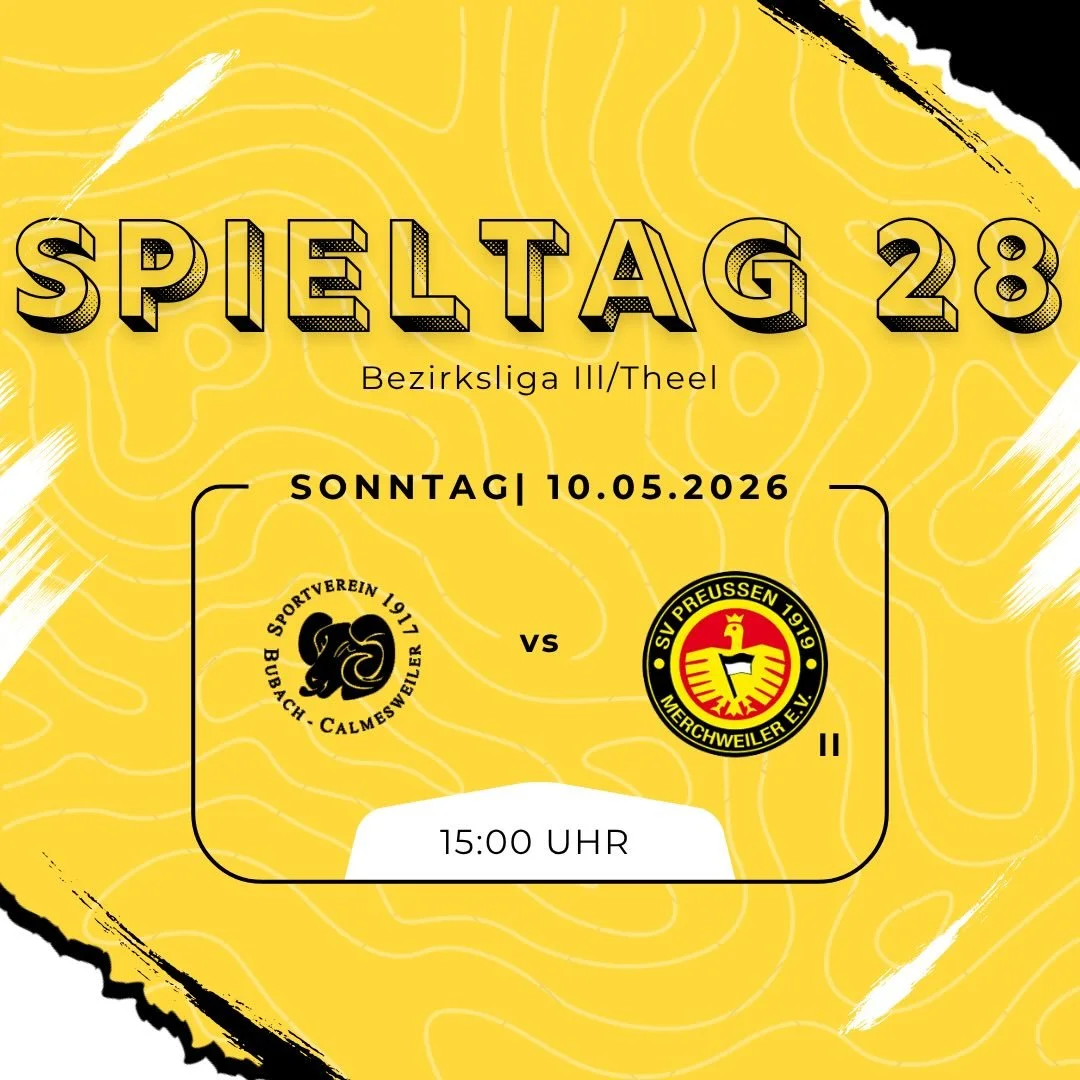 28. Spieltag

1. Mannschaft
📅 10.05.2026
📍 Stadion am Schloss 
⏰ 15:00 Uhr
🆚 @svpreussen1919 

2. Mannschaft
📅 10.05.2026
📍Stadion am Schloss
⏰ 13:15 Uhr
🆚 @fc_uchtelfangen 

#matchday #amateurfussball #saarfv