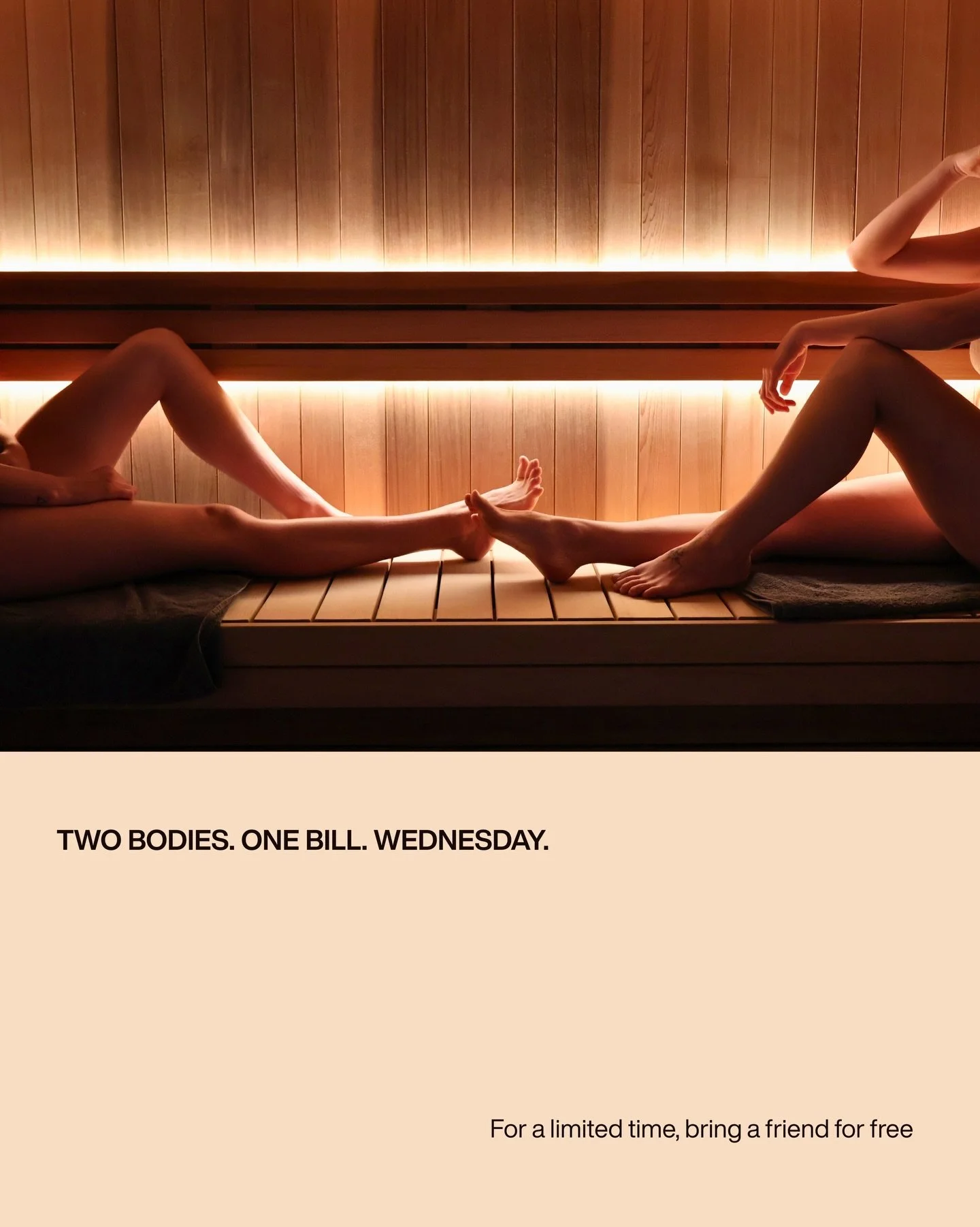 The only thing better than a recovery session? Sharing it with someone who matters to you!

Every Wednesday, all day - for a limited time - any session booked (excluding float tank) can include a second person on us.

Once booked, please call to conf