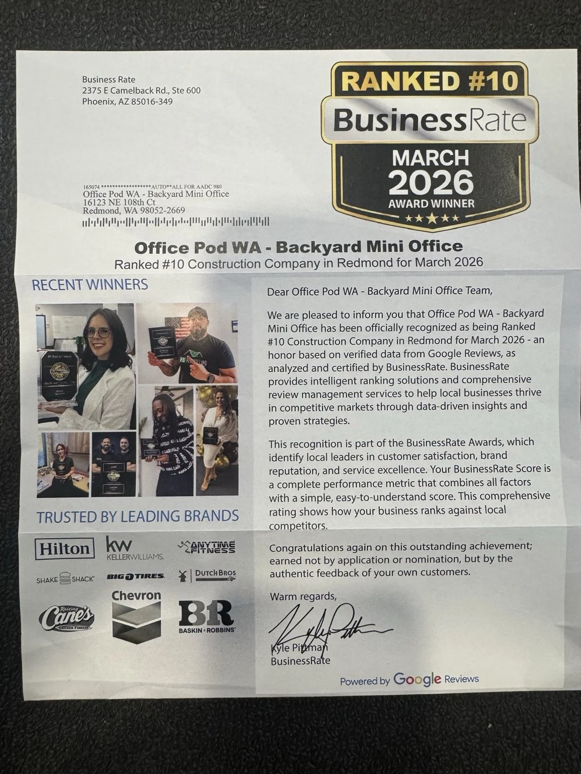 OfficePod WA recognized among Redmond’s top construction companies for March 2026