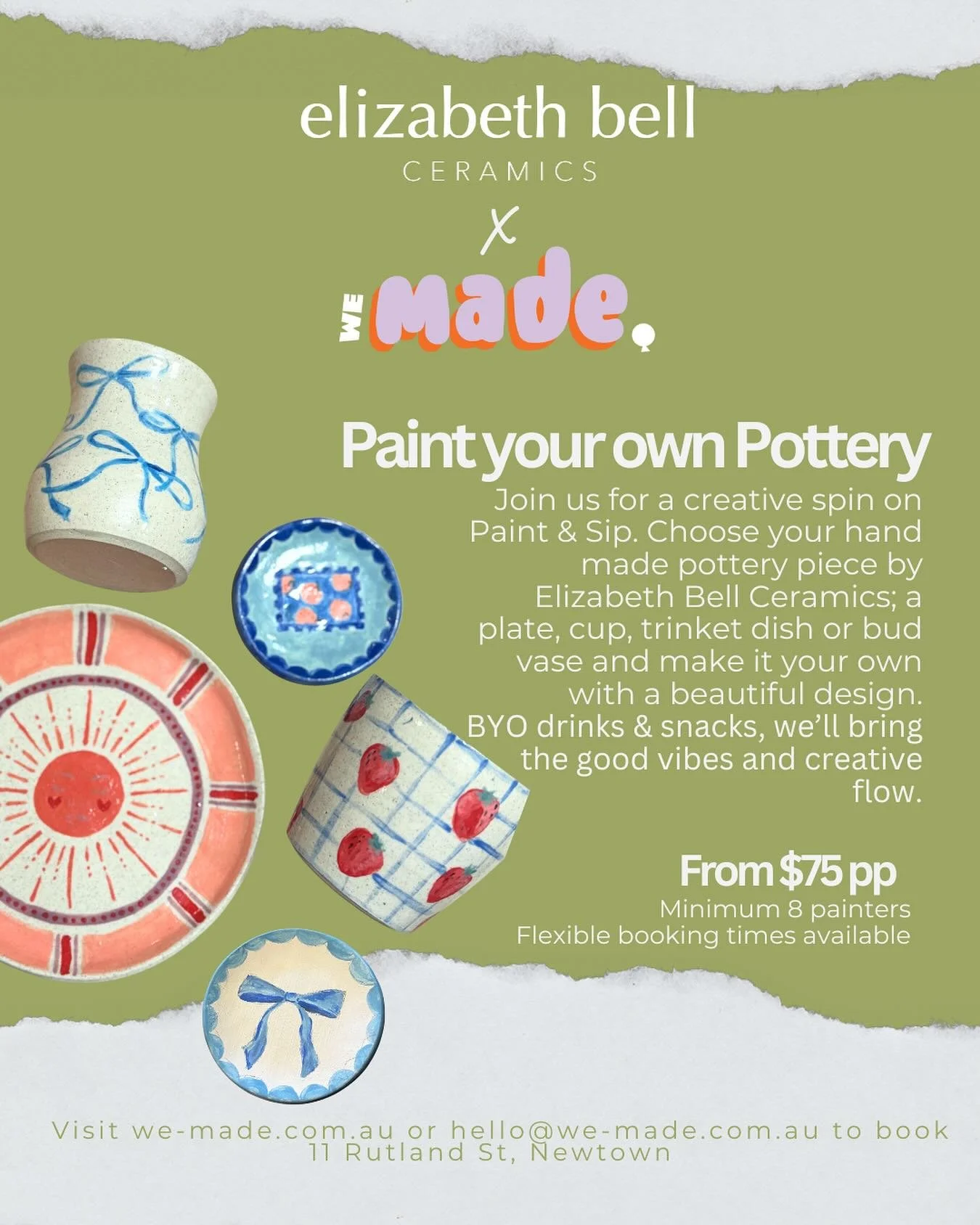 Our biggest collaboration to date is here &amp; better yet this one is here to stay! 
We&rsquo;re bringing you an exciting twist on our popular Paint + Sip events. PAINT YOUR OWN POTTERY is the ultimate girls night where you&rsquo;ll get a functional