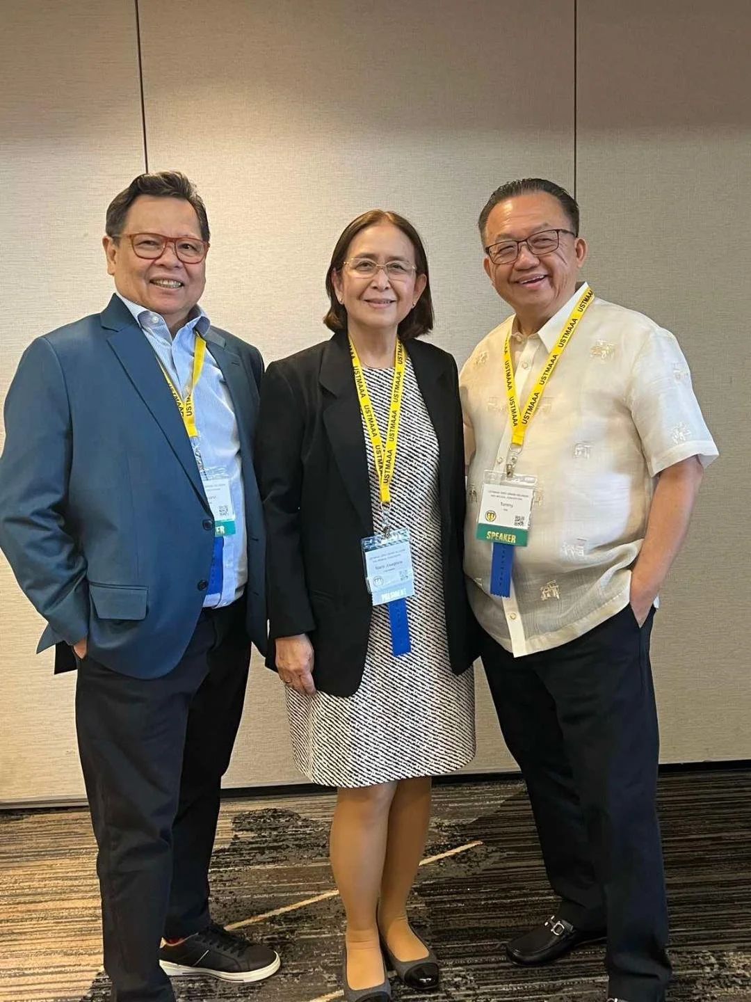 USTMAAA Pres. Marie Jo Han-Valera with MD'81 classmates, CME speakers Raymond Rosales and Tommy Sim.