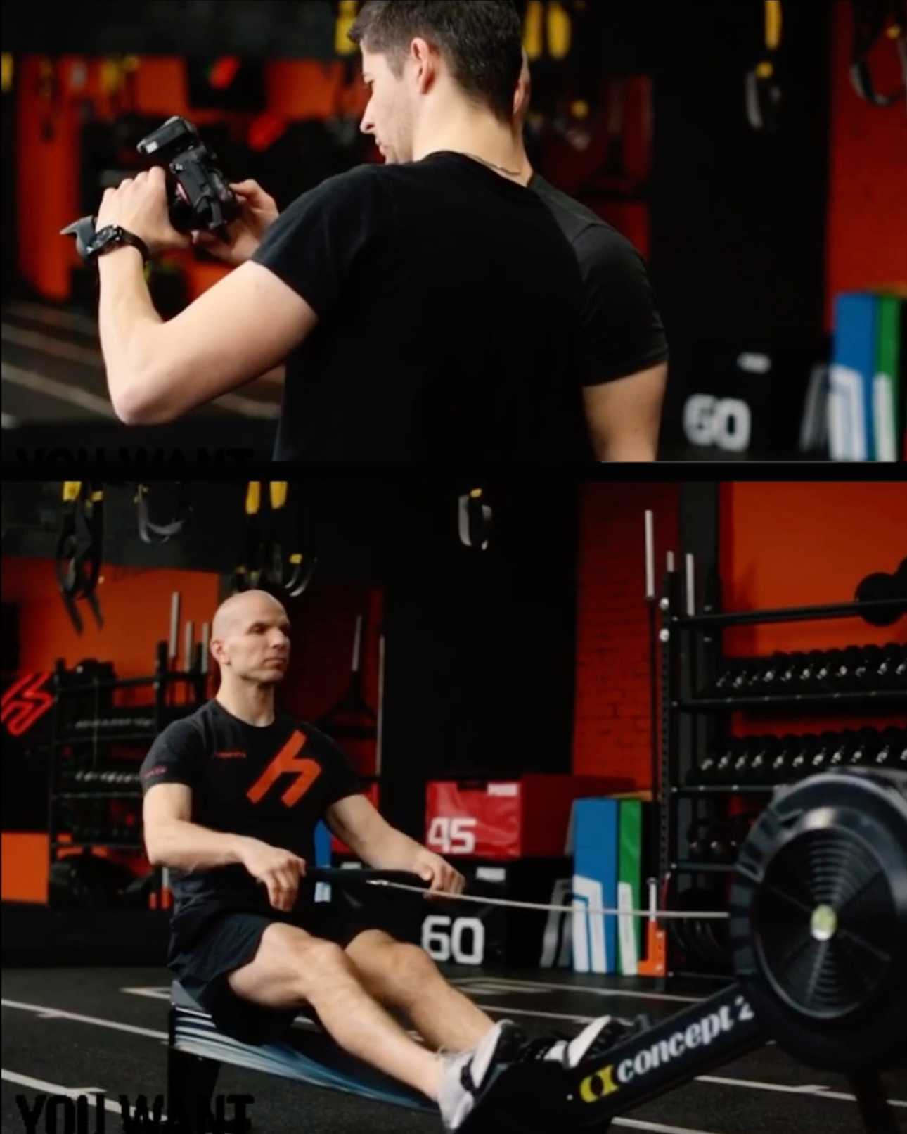 Behind the scenes of a fitness commercial: filming a rowing workout