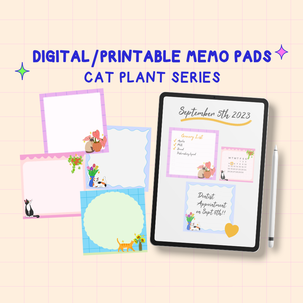 Cat Plant Digital/Printable Memo Pads thumbnail