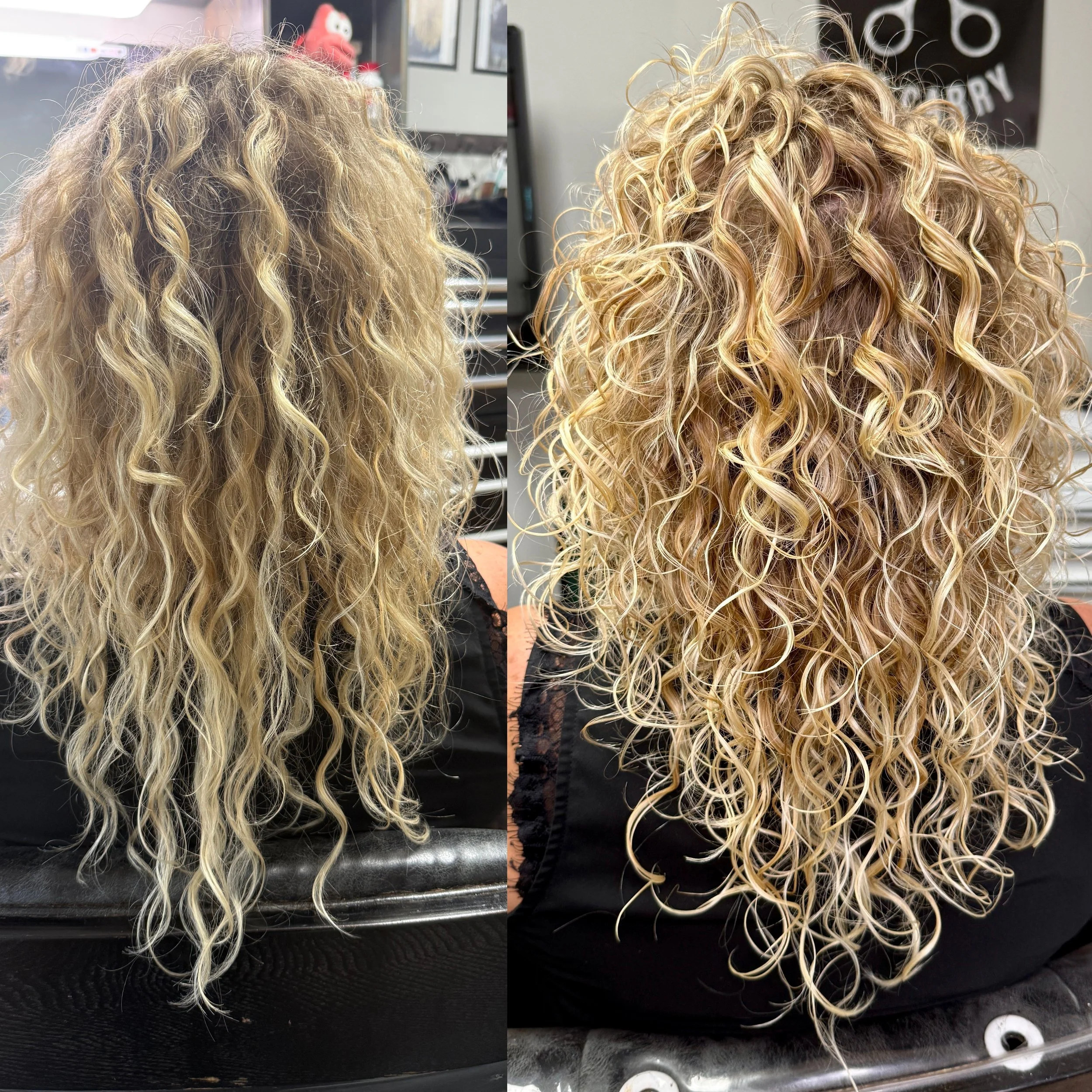 Curly hair before and after results