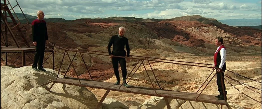 Malcolm McDowell, William Shatner, and Patrick Stewart in Star Trek: Generations (1994)