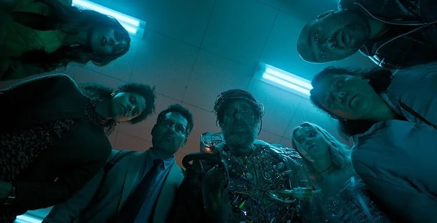Sam Rockwell, Michael Peña, Juno Temple, Haley Lu Richardson, Asim Chaudhry, and Zazie Beetz in Good Luck, Have Fun, Don't Die (2025)
