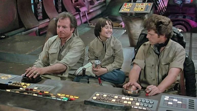 Luca Bercovici, Vince Edwards, and David Mendenhall in Space Raiders (1983)