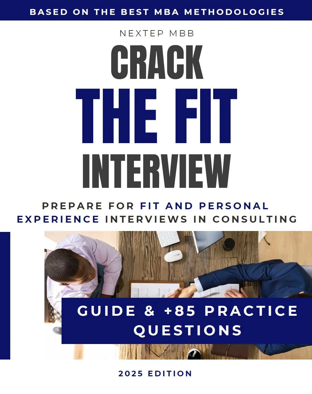 Portada del libro Crack The Fit – Guía práctica para preparar preguntas personales y de motivación en entrevistas de consultoría. Incluye ejemplos reales, estructura de respuestas y consejos para destacar en la parte FIT y PEI de las entrevistas