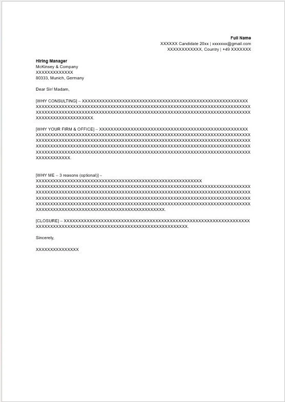 Consulting cover letter: downloadable template, recommended for MBB interviews and tailored for MBA, IESE, INSEAD, Harvard, Chicago, Wharton profiles, and recent graduates.