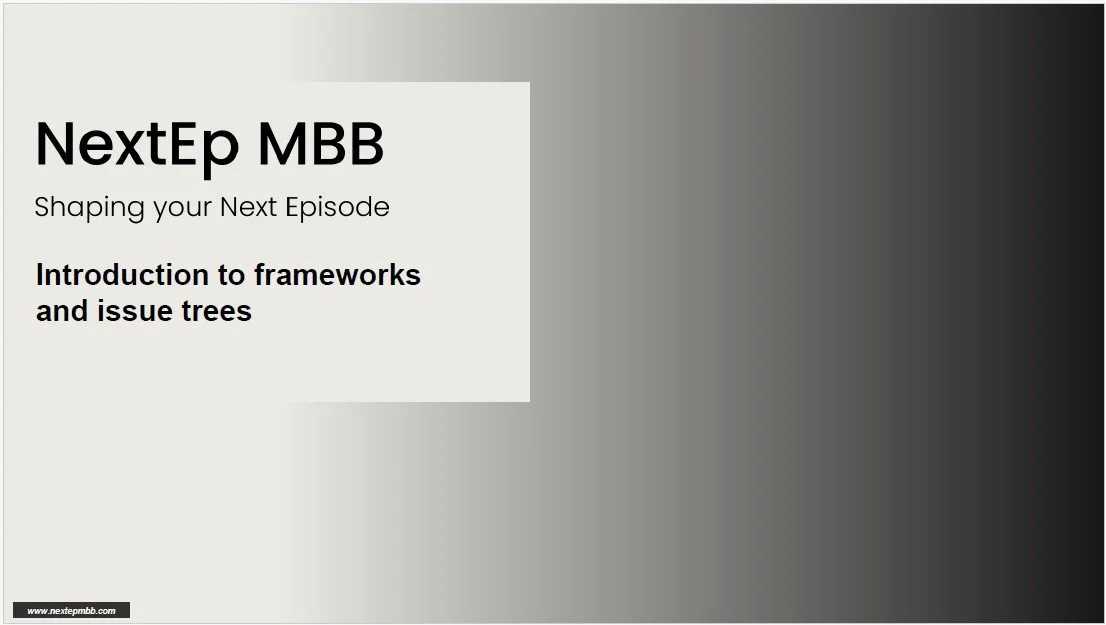 Consulting interview frameworks guide with practical examples of issue trees and business structures.