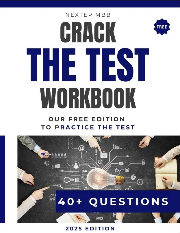 Sample and independent version of the Crack The Test Workbook, featuring quantitative, logical, and business exercises for strategic consulting.