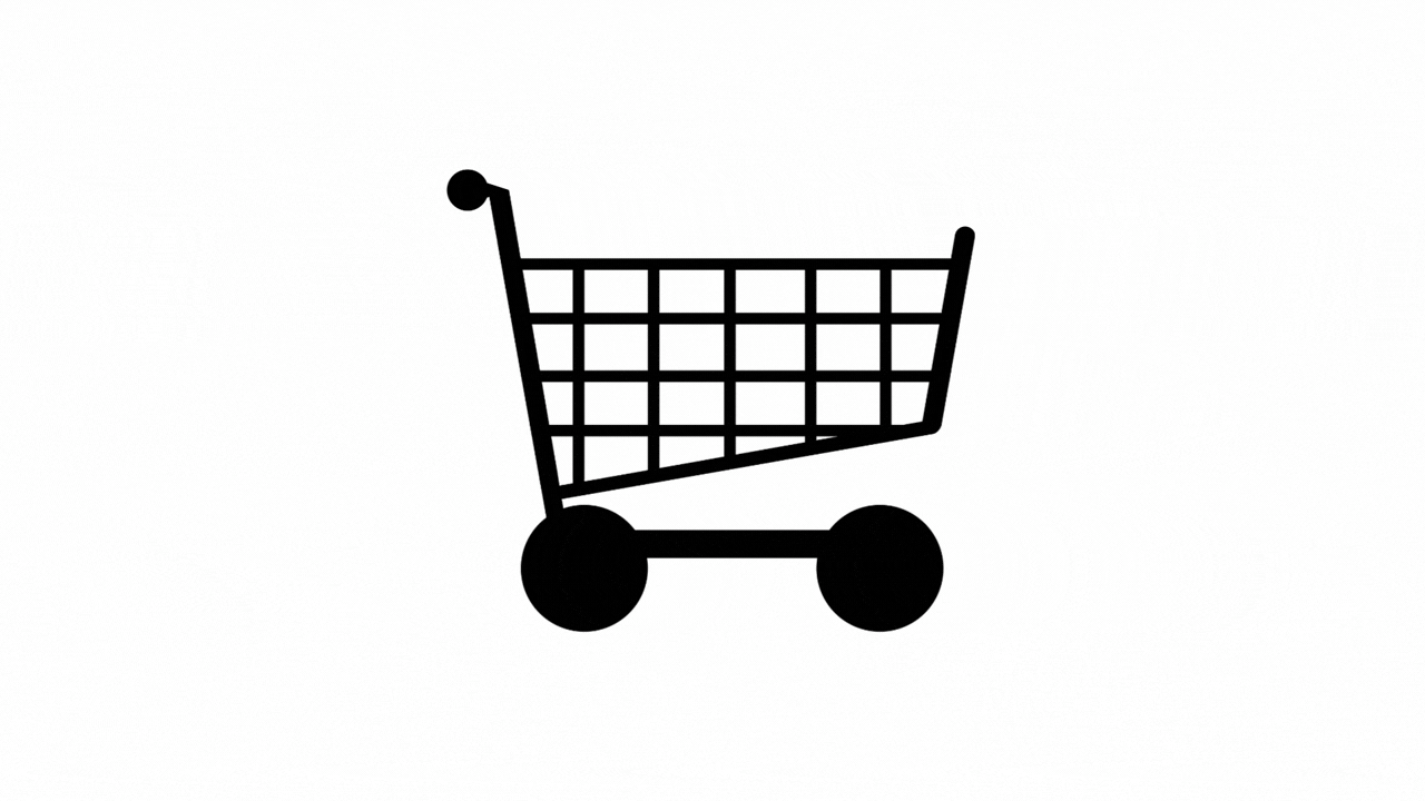 Black shopping cart icon.
