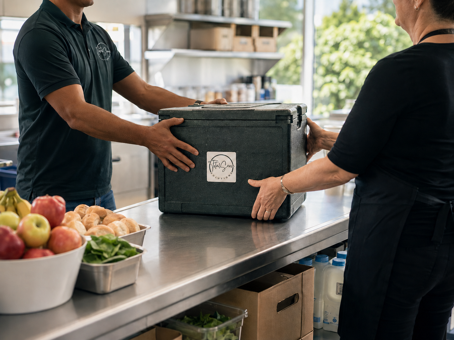 TotalServe Solutions delivering food supplies to an Auckland school canteen.